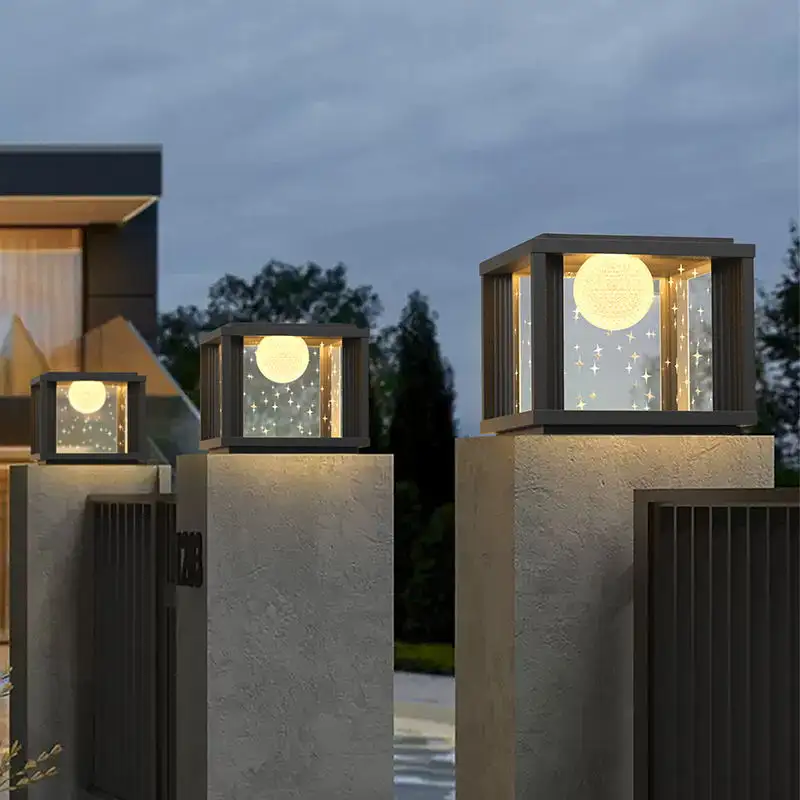 Lampe solaire de pilier de jardin Villa Gate Outdoor Waterproof Lamp Yard Fence Pillar Light
