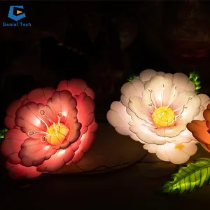 Festival de farolillos de flores de plantas artificiales de farolillos chinos para decoración de parques, farolillos de flores