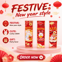 EN STOCK Tubes de rouge à lèvres vides, imprimés en 3D, design creux, motif lapin porte-bonheur de style chinois, avec relief texturé et artisanat gaufré