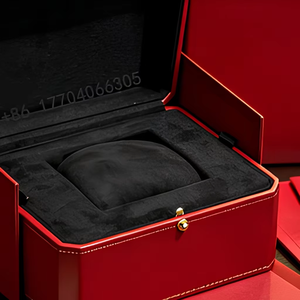 Octagon Red Cross Grain Leather <b>Watch</b> Box With Matching Booklet Single <b>Watch</b> Storage <b>Case</b> - Product Image 4