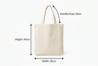 Sac fourre-tout en toile de coton personnalisé, réutilisable, avec poignée en cuir, 40 cm x 35 cm, pour courses, trajets quotidiens, cadeau promotionnel