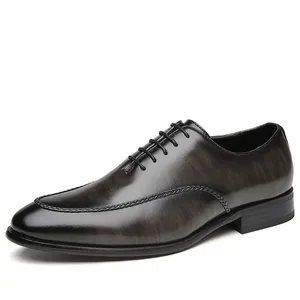 New business dress leather shoes for men retro British style office shoes for gentlemen Oxford Derby shoes