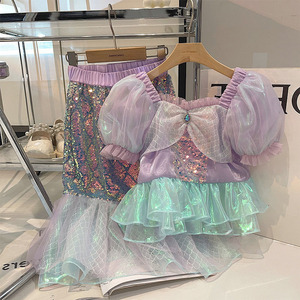 MS Gran Oferta Disfraces de 2 Piezas para Niñas, Regalo de Cumpleaños de Carnaval, Ropa de Fantasía con Lentejuelas de Princesa, Traje de Sirena para Niñas - Product Image 5