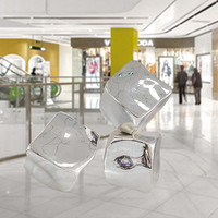 E-Creative vente en gros nordique luxe moderne minimaliste Mini argent forme spéciale carré Cube en fibre de verre sculpture de glaçon