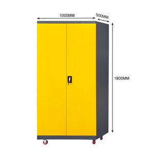 Grands armoires modernes en acier, 2 portes battantes, étagères réglables, 2 tiroirs, roulettes OEM, capacité de charge 200 kg, maison, bureau, école, <span class=keywords><strong>garage</strong></span> - Product Image 2
