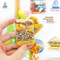 L'âme poétique d'une personne chinoise, aimant de réfrigérateur avec fossile de dinosaure mongol, autocollant magnétique 3D, souvenir de voyage, cadeau
