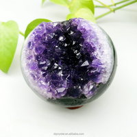 En gros Naturel Améthyste Cristal Grappes Boule Cristaux De Guérison Druzy Géode Sphère pour La Décoration De La Maison