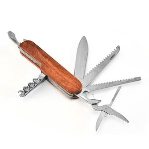 Navaja Plegable de Acero Inoxidable con Diseño Moderno y Logotipo Personalizado, Estilo Suizo, Mango de Madera, Hoja Hecha a Mano para Cocina y Aire Libre - Product Image 1