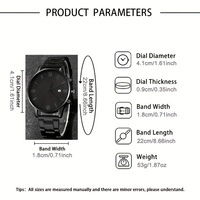 Ensemble Montre à Quartz de Luxe pour Homme, Chiffres Romains Tendance, Cadran Noir Minimaliste, 40 mm, Boucle à Fenêtre en Verre, Accessoire de Mode Tendance