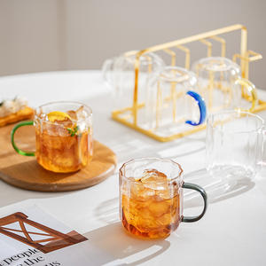 Ensemble de tasses en verre avec poignée, 300 ml, pour café, thé, eau, utilisation en fête, design uni, vaisselle moderne pour la maison - Product Image 4