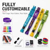 Bracelet NFC tissé personnalisé avec fermeture à glissière pour concert, bracelet RFID en tissu uni pour événement, type billet d'entrée