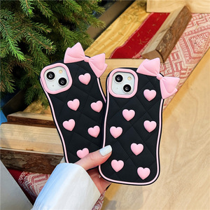 New Love Bow Stereo Scopic Silicone Funda para teléfono móvil para <span class=keywords><strong>mujer</strong></span> para iPhone XR <span class=keywords><strong>XS</strong></span> 11 12 13 14 15 Pro Max Funda elegante para teléfono móvil - Product Image 5