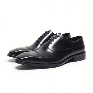 High-end Luxury Fashion Trend Genuine Leather High-quality Handmade Pointed <b>Toe</b> Lace-up Men's Shoes - Product Image 6