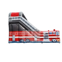 Toboggan aquatique gonflable en PVC écologique à double voie de 15 pieds pour camion de pompiers