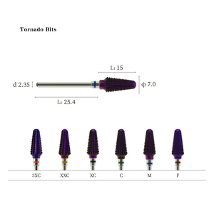 Purple Coated Tornado Carbide Nail <b>Drill</b> <b>Bit</b> for Gel Removal Manicure Pedicure Electric File Grit C M F - Product Image 6