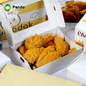 Personalizado para llevar comida rápida coreana papel perro caliente restaurante cubo hamburguesa embalaje pollo frito feliz compartir caja de comida - Product Image 4