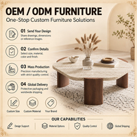 Table basse carrée arrondie avec plateau en pierre et pieds en bois pour salon, appartement, hôtel, décoration intérieure