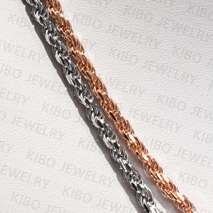 스털링 실버 3mm 4mm 5mm 다이아몬드 컷 로프 체인 925 실버 로즈 골드 로프 체인 목걸이 - Product Image 4