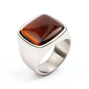 Người Đàn Ông Của Tự Nhiên Đá Nhẫn Hợp Thời Trang Đồ Trang Sức Bán Buôn Chống Làm xỉn Retro Tiger Eye Turquoise Màu Đen Obsidian Đá Tự Nhiên Người Đàn Ông Nhẫn - Product Image 4