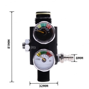 Régulateur HPA Zimakyfa à double manomètre réglable en alliage d'aluminium noir, station de remplissage de valve pneumatique 0 à 3000 psi M18*1.5 - Product Image 1