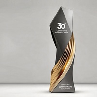 Trophée en cristal personnalisé avec gravure de texte, Employé d'Excellence, impression 3D, trophée en résine grise haut de gamme