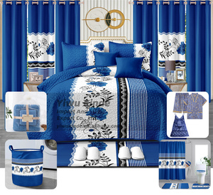 Parure de lit 22 pièces avec rideaux assortis, personnalisable, ensemble de literie 26 pièces, dessus de lit, ensemble de draps avec ensembles de salle de bain - Product Image 1
