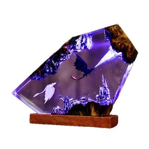 Lampe en résine artisanale Fureur de Nuit, Dragon Anime Sans Dents, Veilleuse en résine époxy et bois, Ornement artistique de bureau - Product Image 5
