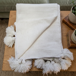 MOROCCAN - POM POM <b>THROW</b> (NATURAL) - Product Image 3