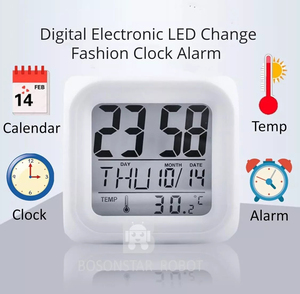 <b>LED</b> Digital Alarm <b>Clock</b> Modern Multi-Color Cube Snooze Function Temperature Monitor Battery Powered Desktop Ramadan 6619 Digital - Product Image 4
