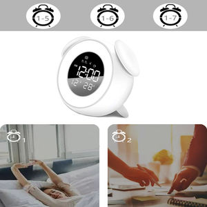 Despertador Digital Led para mesita de noche, amanecer y atardecer, alarma de música, espejo para dormitorio, escritorio, Calendario, Reloj de mesa, cargador de teléfono - Product Image 4