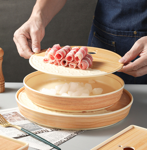 Plato de Sushi de melamina de grano de madera de estilo <span class=keywords><strong>japonés</strong></span> bandeja de pescado Sashimi de hielo <span class=keywords><strong>seco</strong></span> para restaurante y uso doméstico - Product Image 5