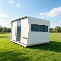 Maison capsule écologique préfabriquée moderne en conteneur, avec cadre en verre trempé carré, durable, installation facile, bureau, salon