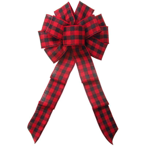 Fiocco di natale Plaid al mirtillo largo 2.5 pollici 14 pollici lungo 24 pollici anello elasticizzato in poliestere cablato decorazioni natalizie - Product Image 6