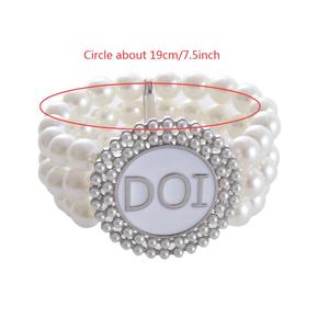 Dichiarazione di 2 righe alta lucida catena di perle bianche che fa la <span class=keywords><strong>figlia</strong></span> del simbolo di Isis DOI Charm rendendo le donne gioielli braccialetto elastico - Product Image 6