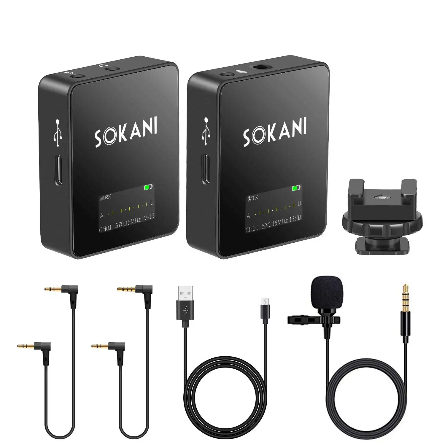 SOKANI TINY UHF Không Dây Lavalier Microphone Hệ Thống Ve Áo Lav Mic Cho Máy Ảnh DSLR Điện Thoại iPhone Android Điện Thoại Thông Minh Canon Nikon S