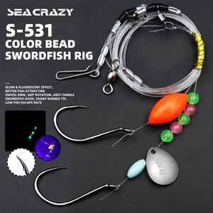 OEM 61.01 pulgadas S-531 Aparejo para Pez Espada con Cuentas de Colores, Anzuelo Octopus 3/0, Cuchilla con Cuentas Luminosas, Diseñado para Pesca en Agua Salada y con Características Especiales - Product Image 2