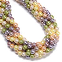 Perles lisses en coquillages multicolores de 6 mm et 8 mm, tons bonbons, pour la fabrication de bijoux, bracelets, boucles d'oreilles, fournitures de bricolage en gros