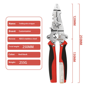 Multifuncional DIY Industrial Grade 420J2 14 in-1 de aço inoxidável Folding Wire Stripper Built-In <span class=keywords><strong>Tester</strong></span> tensão personalizável - Product Image 5