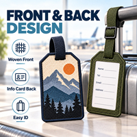 Étiquette de sac textile personnalisée haute densité avec logo, porte-cartes de visite à détails fins, sangle pour valise, sac à dos, étiquette de bagage tissée – Vente en gros