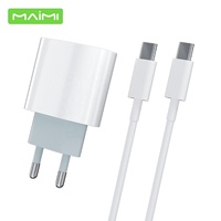 Pengisi Daya Cepat 20W PD Tipe C Charger Dinding Colokan EU Set Pengisi Daya Ponsel Adaptor Daya USB C Kompatibel dengan Ponsel