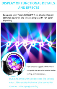 Không thấm nước hợp kim magiê mắt ong 7x60W xoay <span class=keywords><strong>zoom</strong></span> dẫn di chuyển ánh sáng đầu với vòng dẫn cho ngoài trời buổi hòa nhạc đám cưới thanh - Product Image 3