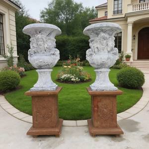 <span class=keywords><strong>Maceta</strong></span> Redonda de Piedra <span class=keywords><strong>Natural</strong></span> de Gran Tamaño para Exteriores, Macetas de Mármol Blanco para Jardín, Decoración - Product Image 4