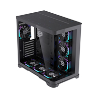 Lovingcool Design Phare Boîtier PC Noir pour Gamer, Tours et Boîtiers d'Ordinateur ATX avec Panneau en Verre Trempé Courbé