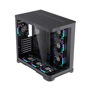 Lovingocool Hot Bán thiết kế màu đen PC trường hợp cho gamer ATX trường hợp máy tính & tháp với Tempered Kính cong Bảng điều chỉnh Tủ PC - Product Image 3