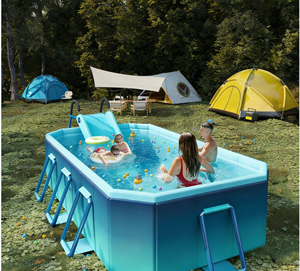<span class=keywords><strong>Piscine</strong></span> Non-Gonflable Pliable en PVC <span class=keywords><strong>avec</strong></span> Support et Maille Stratifiée, pour Enfants et Famille, Utilisation Extérieure dans le Jardin - Product Image 1