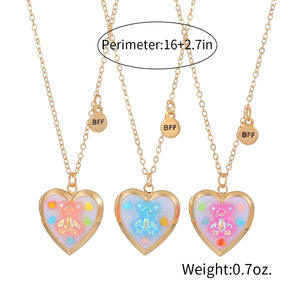 Ensemble de 3 colliers avec pendentif cœur pour meilleures amies, cadre photo pour meilleur ami, collier ouvert avec pendentif pour filles, enfants, bijoux - Product Image 6