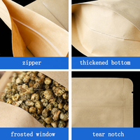 Sac en papier Kraft à fermeture éclair, unités, pochettes debout, emballage alimentaire, sacs à fermeture éclair avec fenêtre