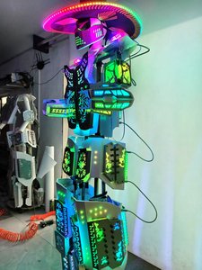 Robot de Escenario Luminoso Portátil con Sombrero de <span class=keywords><strong>Vaquero</strong></span>, Mecha Láser LED RGB con Patrón Hueco para Bares, Desfiles, Eventos Comerciales y Actuaciones en Vivo - Product Image 3