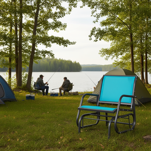 Chaise de camping pliable d'extérieur avec cadre en aluminium et tissu en polyester, fauteuil confortable pour la pêche et le jardin - Product Image 2