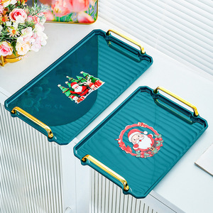 Christmas <b>Plastic</b> Serving <b>Tray</b> With Santa Design For Dessert Candy Cake Hotel Use - Product Image 4